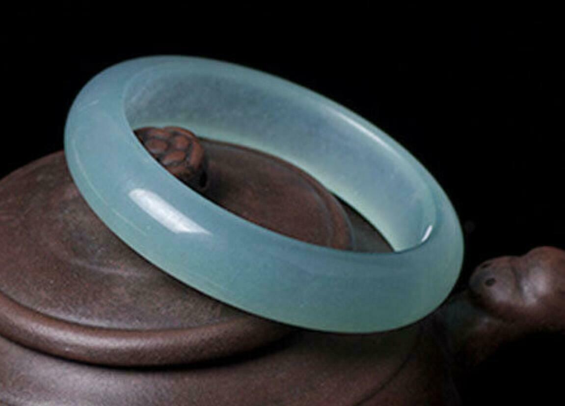 100% natural 58-60mm jadeite jade A grade ice oil cyan Bangle bracelet