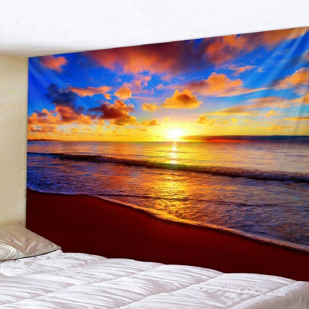 Ocean Sunset Wall Hanging Tapestry for picnic sheet Durable Soft  200x150CM