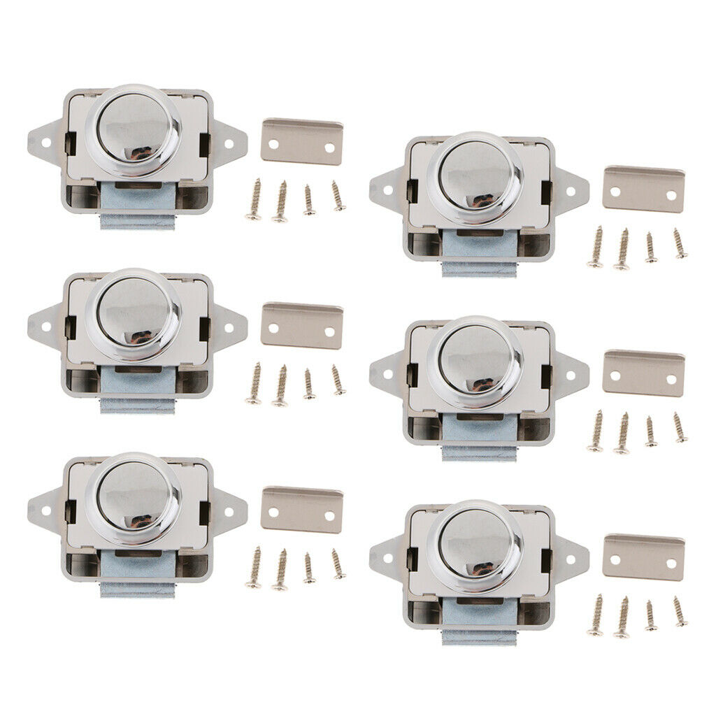 6x Push Button Cupboard Catch Lock Latch for Motorhome RV Boat Cabinet