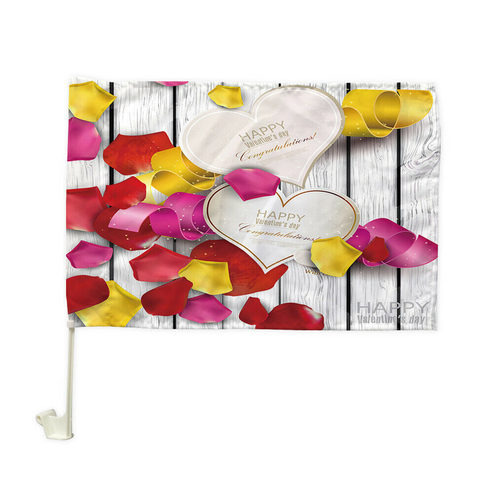 Petals and Valentine's Gift Car Flag Car Window Car Culture Auto Flag 12" X 18"