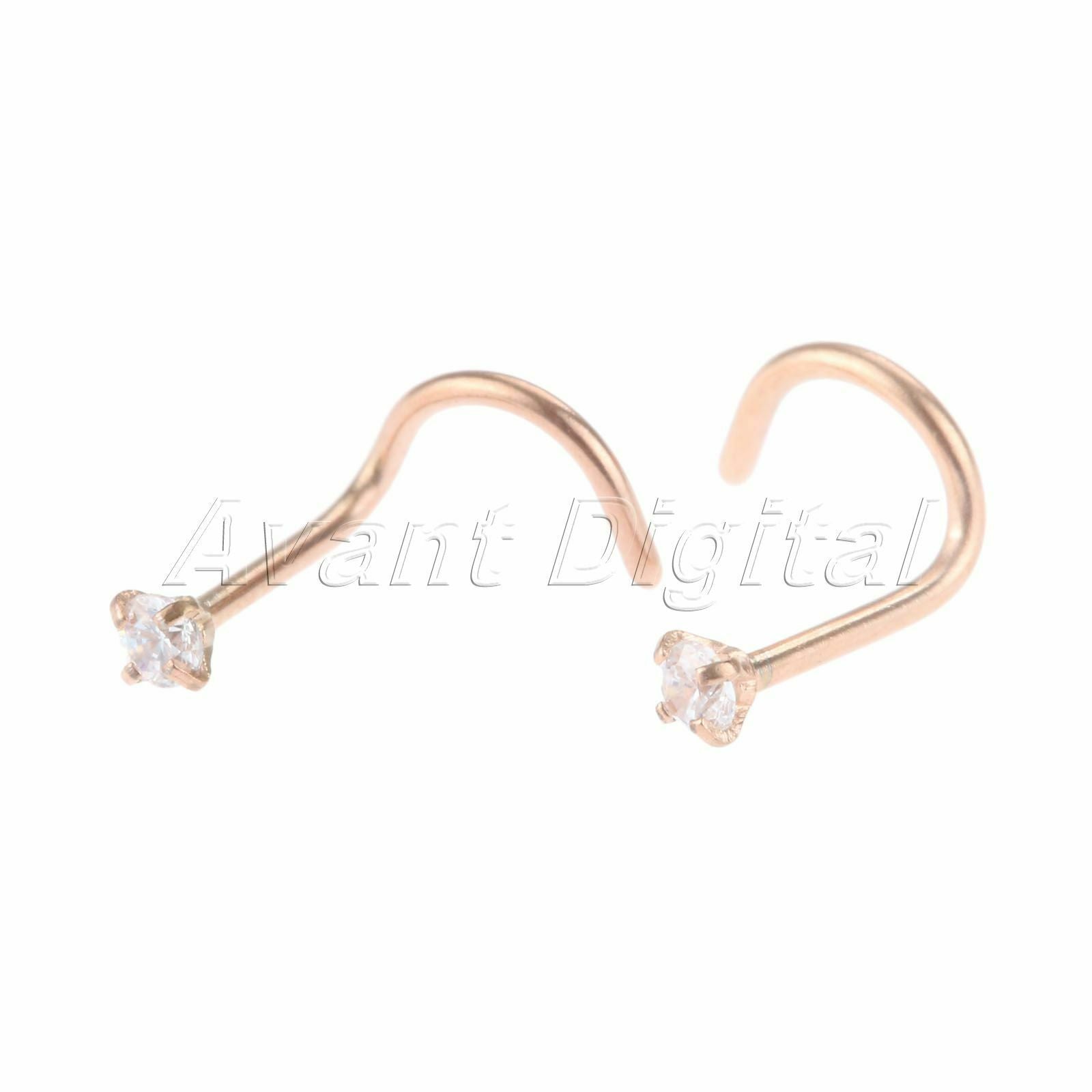 Multifunctional Nose Ring Stud Screw for Men Women Diamond Piercing Rosegold 5pc