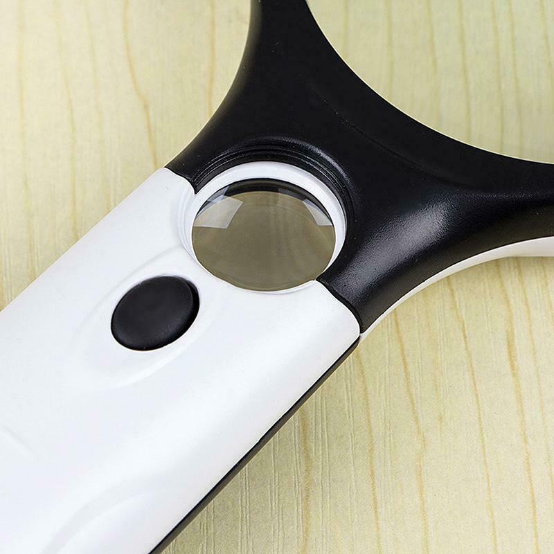 45X Handheld 3 LED Light Magnifier Reading Magnifying Glass Lens Jewelry Loupe