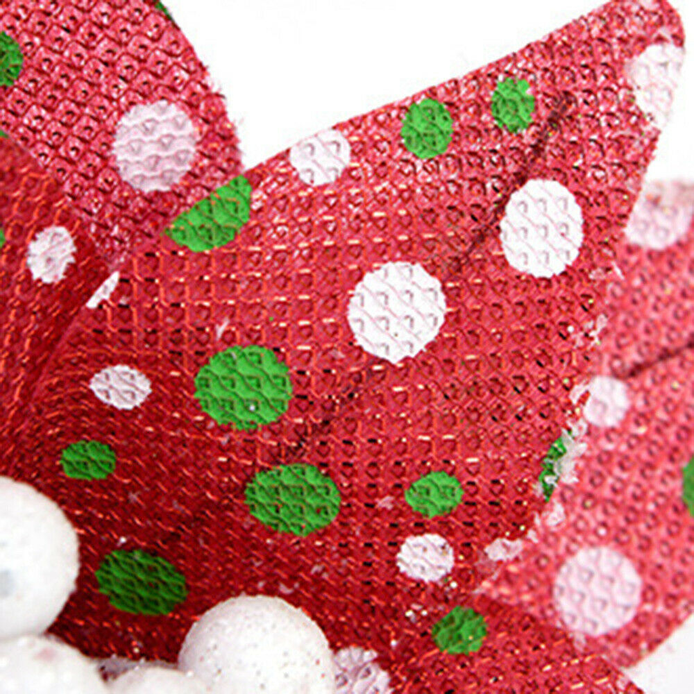 1PC 21cm Simulation Christmas Flower Red Dot Printing Wedding Xmas Party Decor