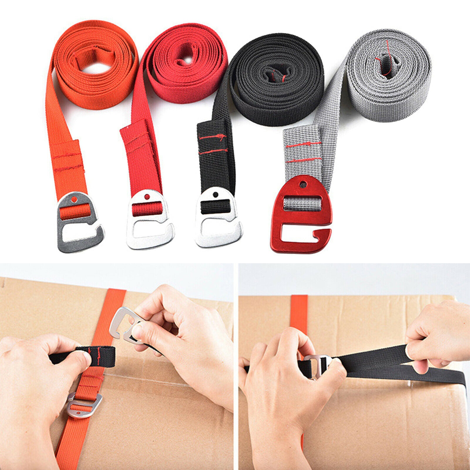 Duty Luggage Strap Suitcase Belt Flat Bungee Cord Lashing Straps 1.5m,Orange