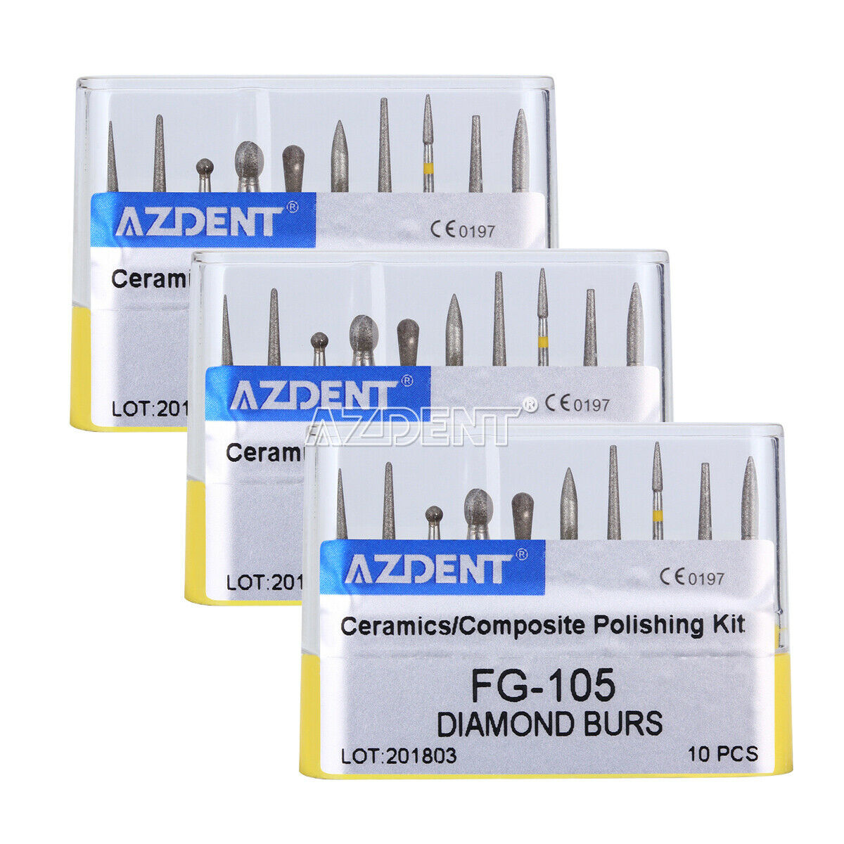 50x Dental FG High Speed FG-105 Diamond Burs Ceramics/Composite Polishing