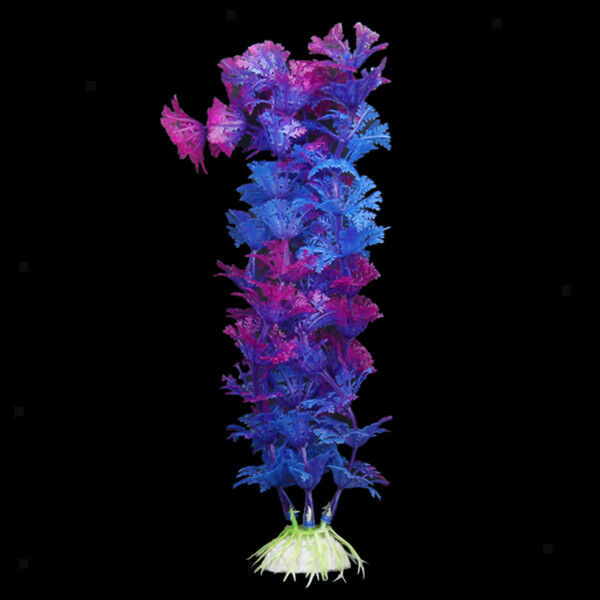 7.9" Plastic Aquarium   Tank Grass Plants Decoration Ornament Purple Blue