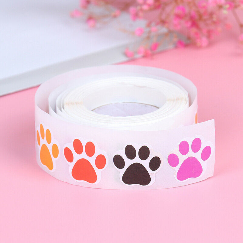500pcs Colorful Paw Print Stickers Dog cat Paw Labels Stickers reward stic*WF