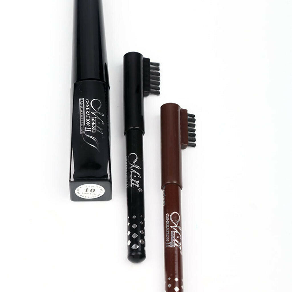 Natural Black Fiber Mascara Eyelashes Makeup Tool with 2 Pieces Eyebrow Pencils