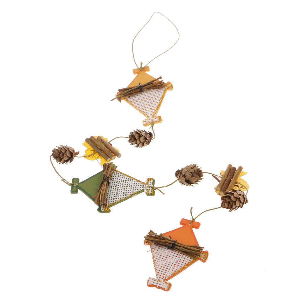Christmas Pine Cones Leaf Wood Tartan Xmas Tree Party Hanging Ornament Decor