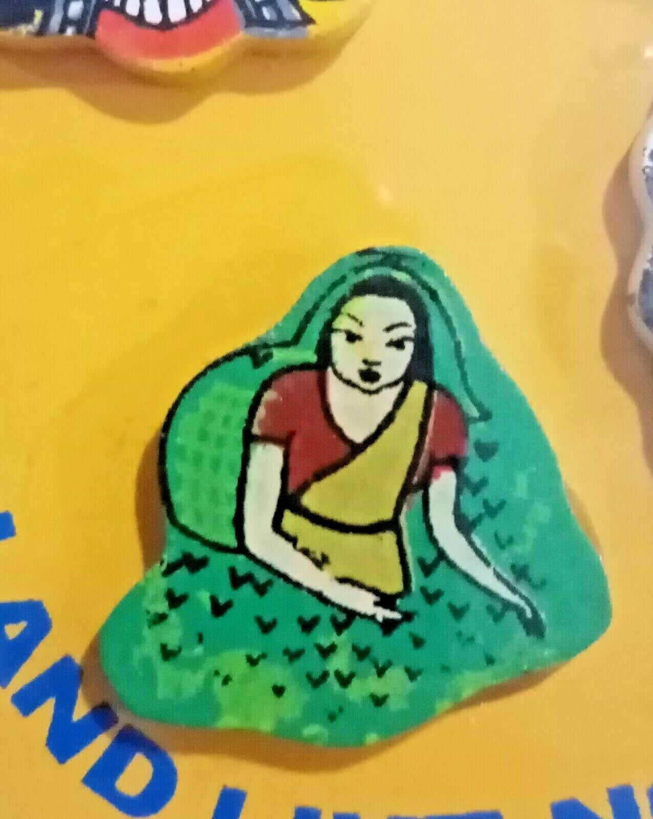 Wooden Fridge Magnet With Sri Lankan Traditional Representative With 2 Magnets