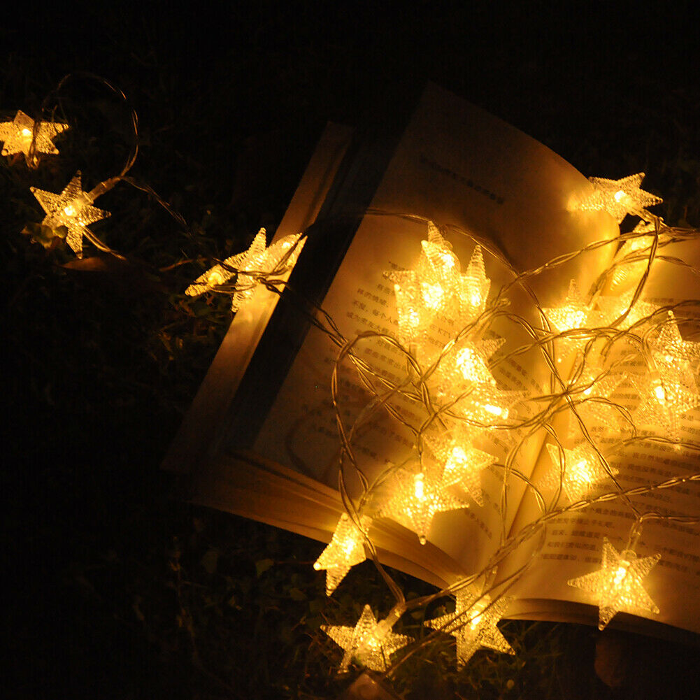 Fairy Lights String Garland Small Stars Battery Operated Christmas Party Decor