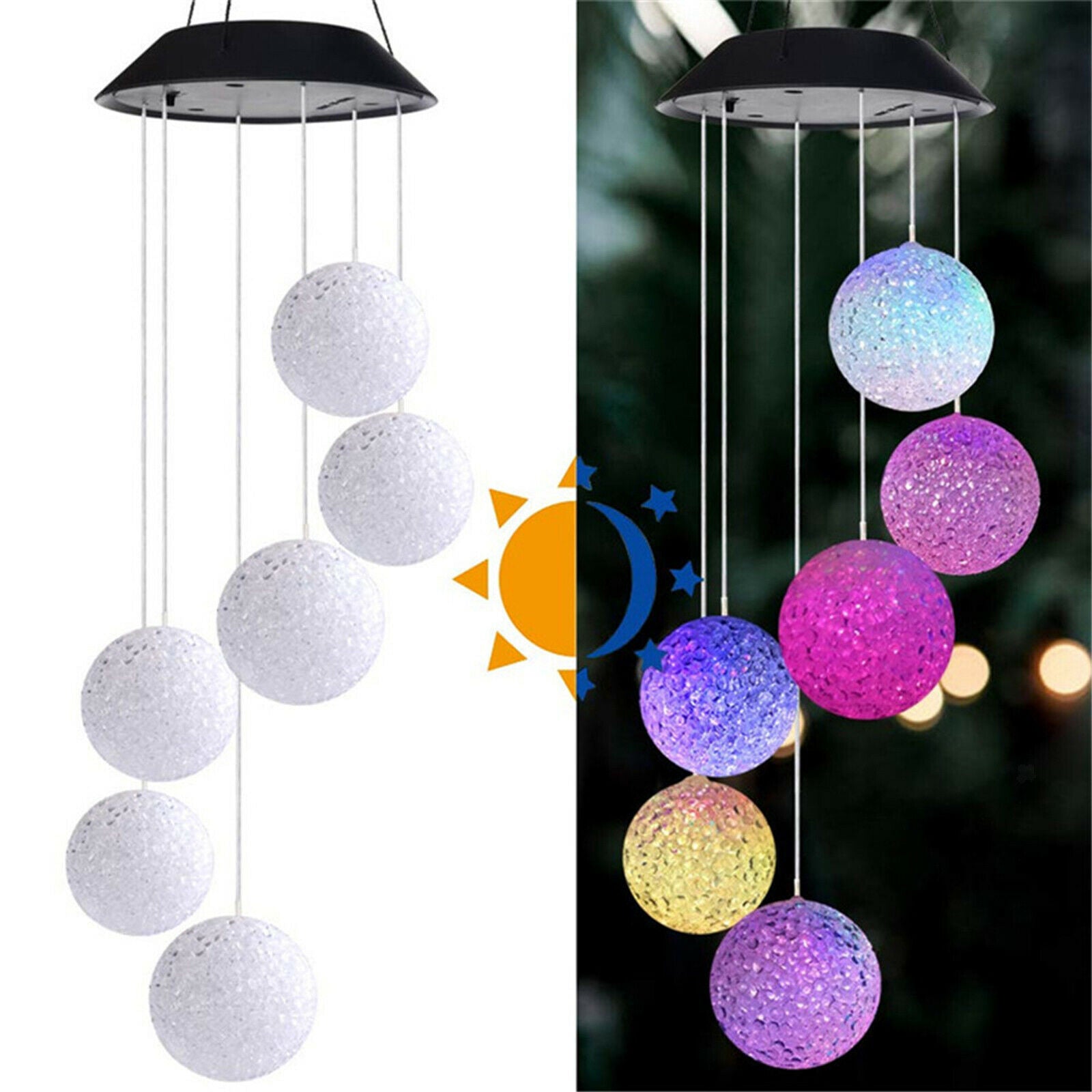 Garden Ball Shape LED Solar Powered Lights Outdoor Courtyard Hanging Decorative