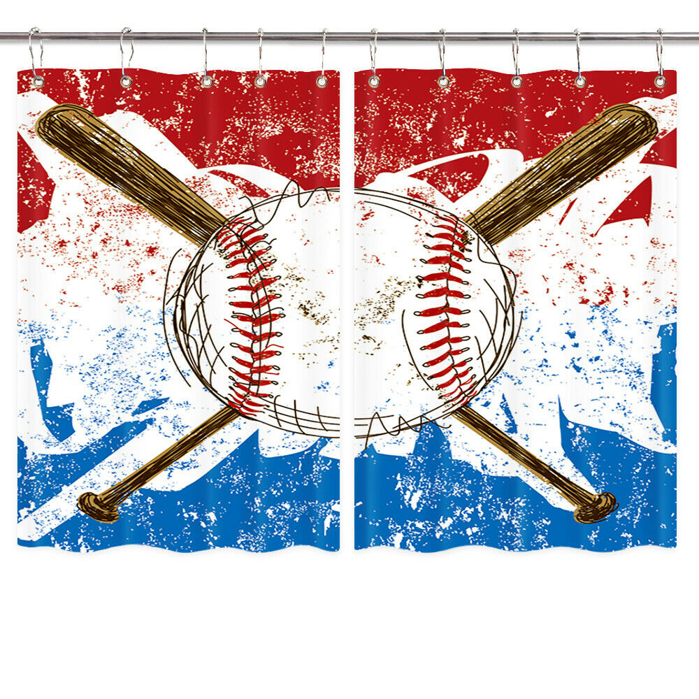 Sport Baseball Decor Kitchen Curtains Window Treatments 2 Panels, 55X39''