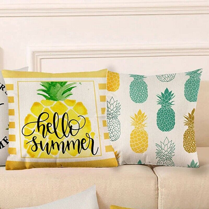 Summer Pillow Covers 18X18 Set of 4,Throw Farmhouse Pillow Covers Linen CushK7H2