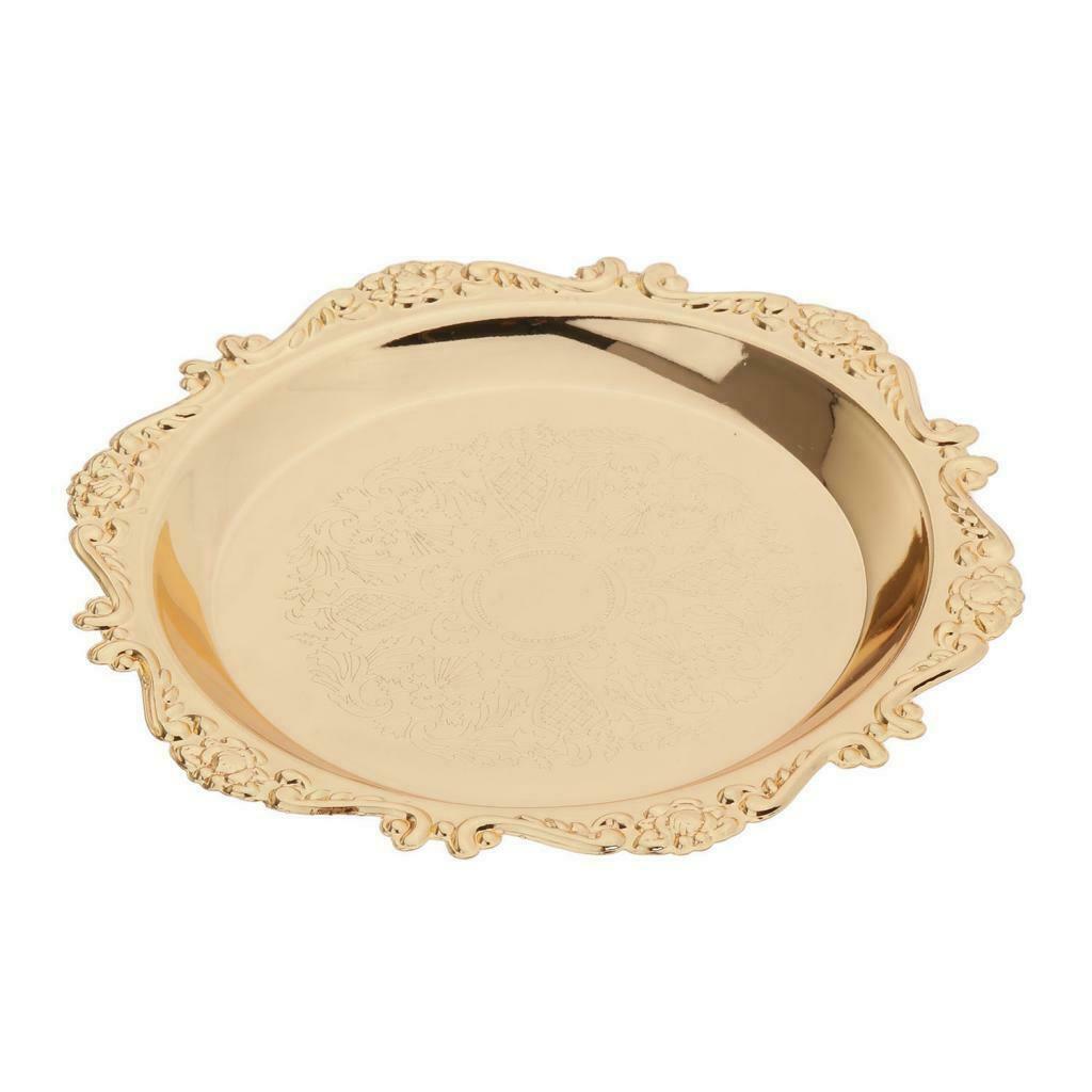 2pcs Golden Plates Fruits Holder Platter Curtley for Party Home Gathering