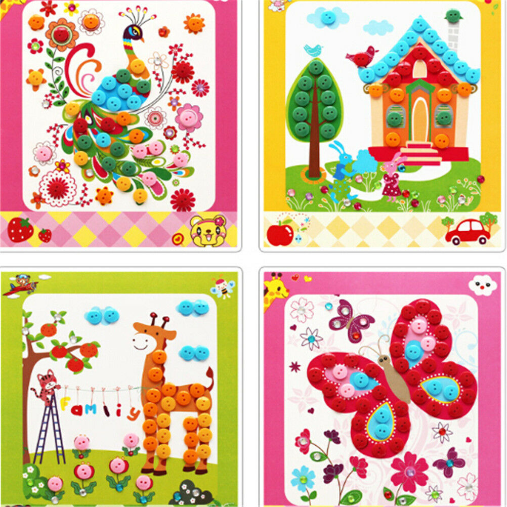 1Pc DIY Button Drawing Painting Interactive Material Kids Educational To.l8