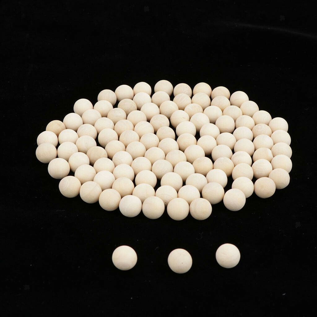100pcs Natural Hardwood Balls 1cm Dia.- Unfinished Natural Wooden Balls Beads