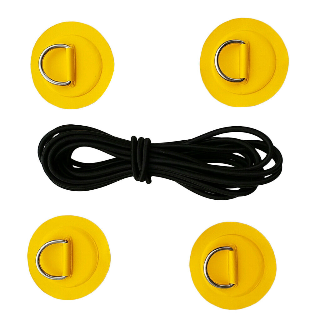 4Pcs Inflatable Boat Dinghy Kayak Canoe D- Patch Pad with Shock Bungee Cord