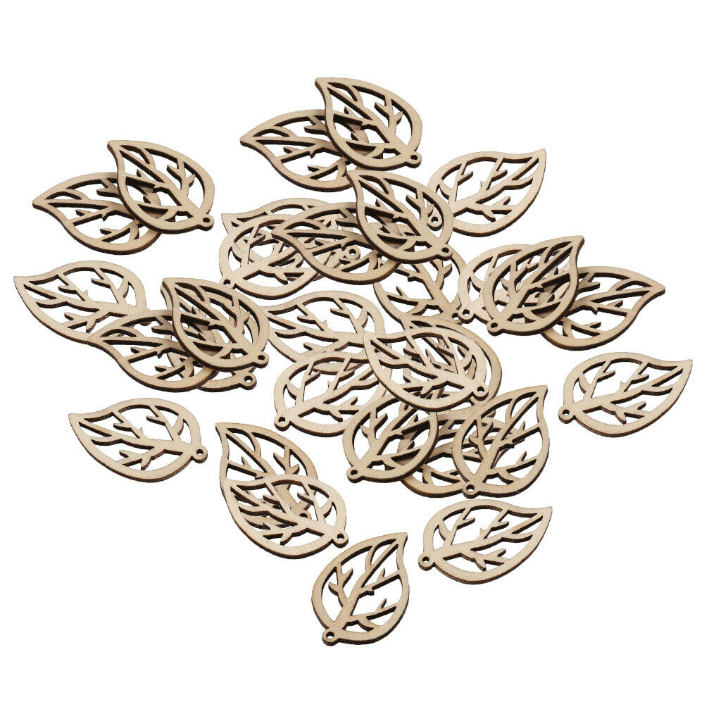 30pcs Wooden Leaves Wooden Scrapbooking Crafts DIY Hanging Wind Chimes