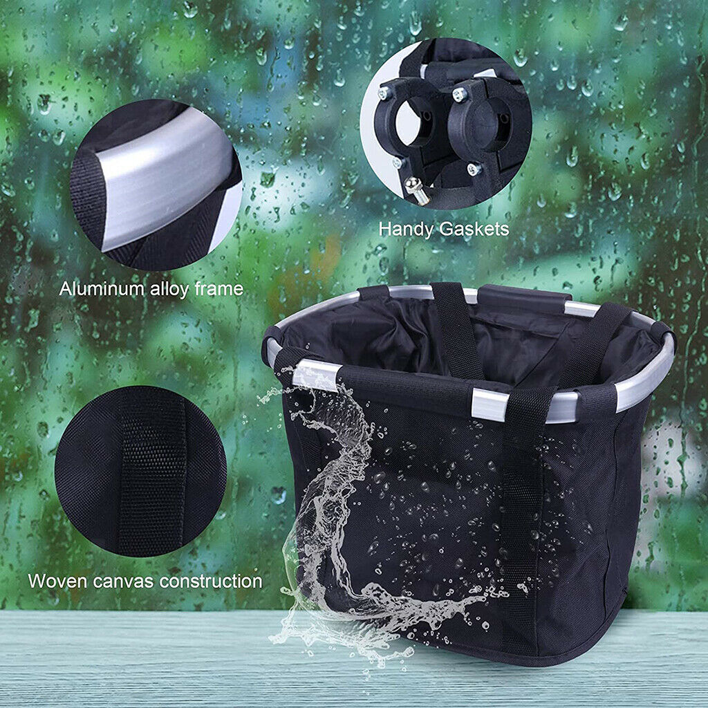 Portable Bike Front Basket Small Metal Frame Bicycle Storage Bag Outdoor