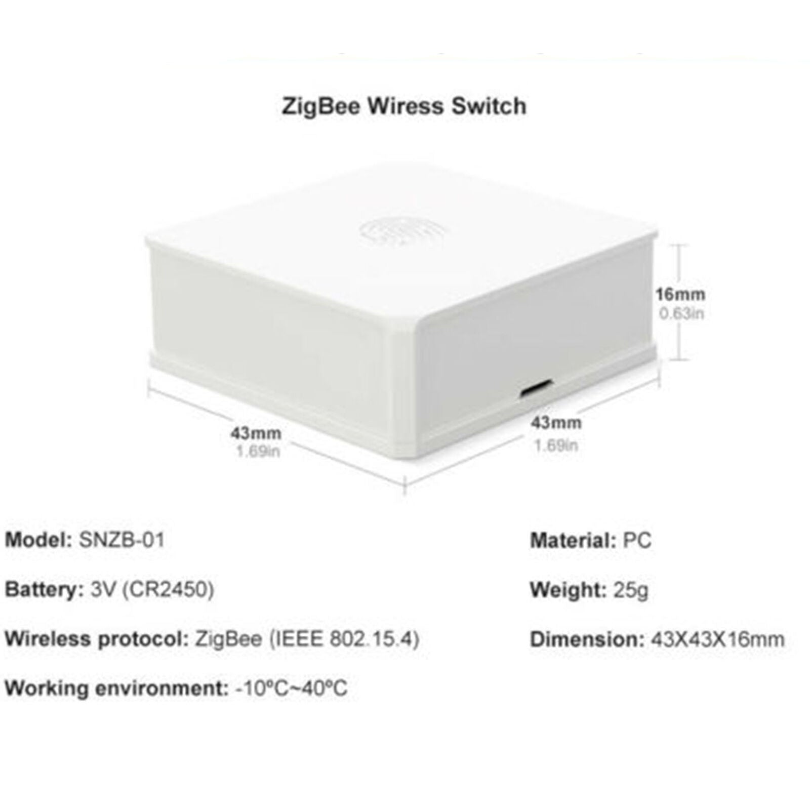 For SONOFF SNZB-01 Zigbee Wireless Switch Smart Home Remotely Control  Touch