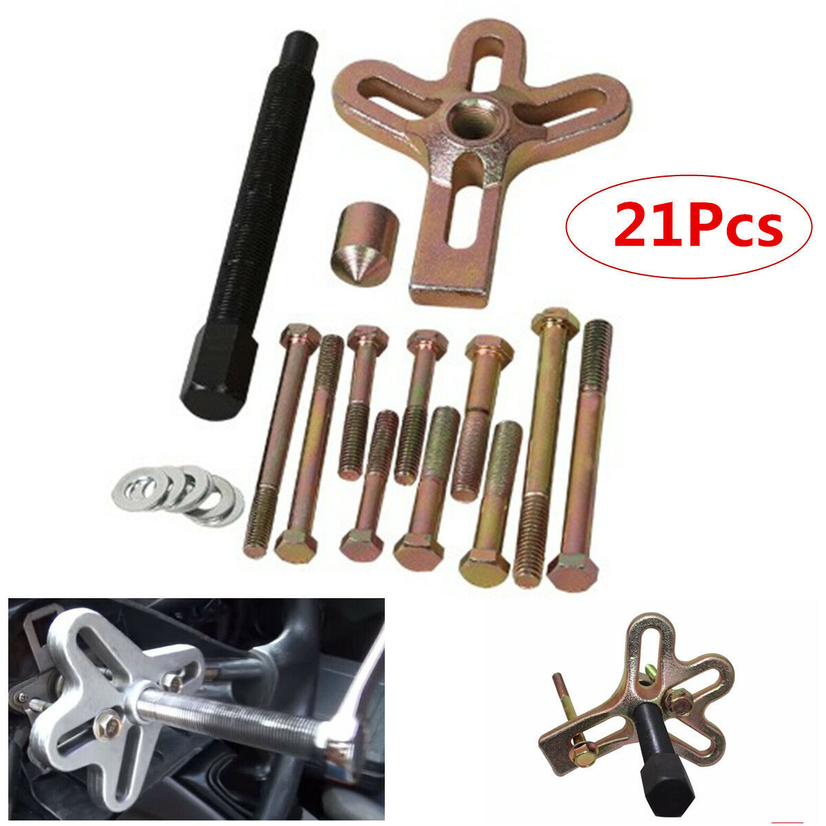 Auto Car Harmonic Balancer Kit Gear Pulley Steering Wheel Crankshaft Puller Tool