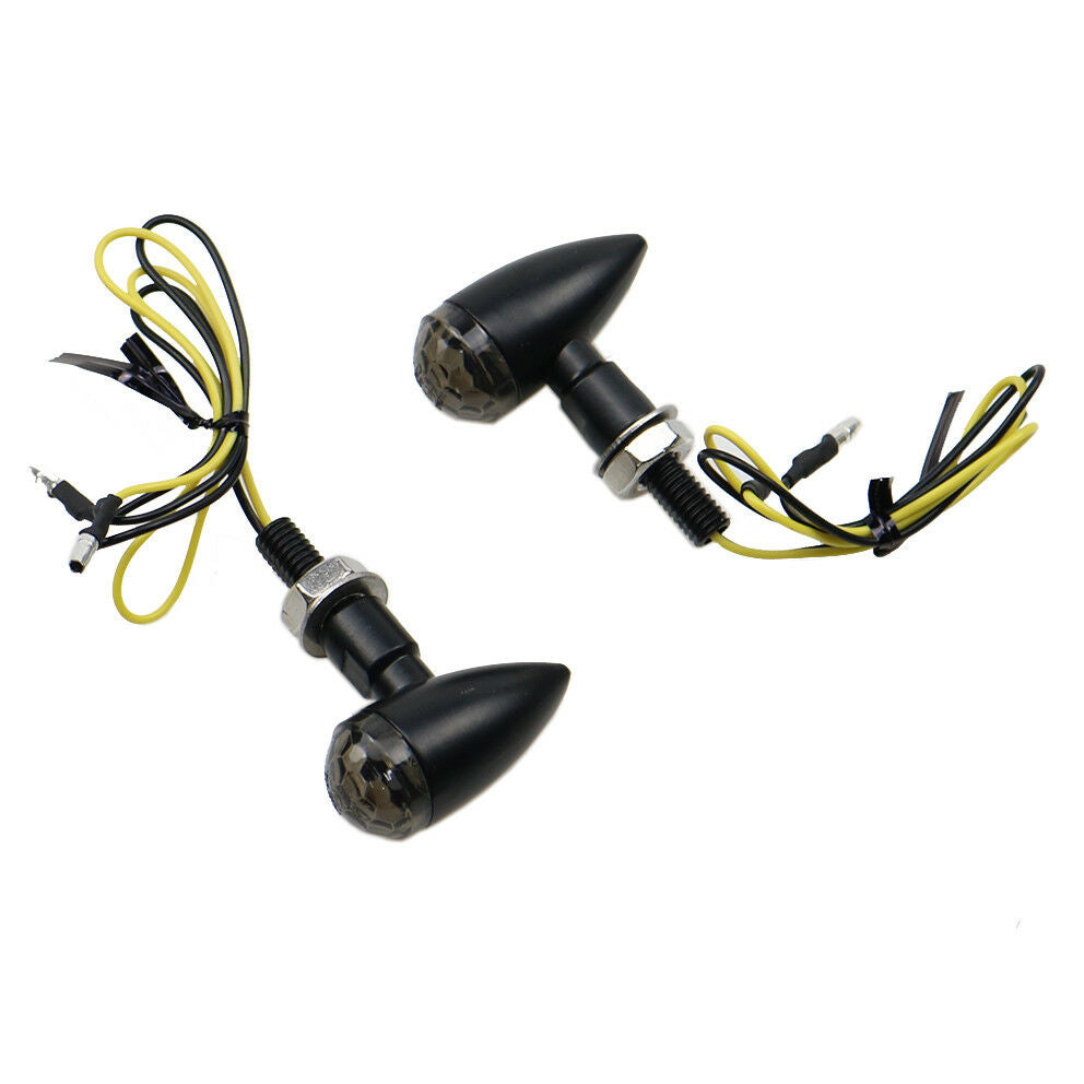 Black+Smoke Lens Mini Bullet Turn Signal Indicator Light For Cafe Racer Cruiser