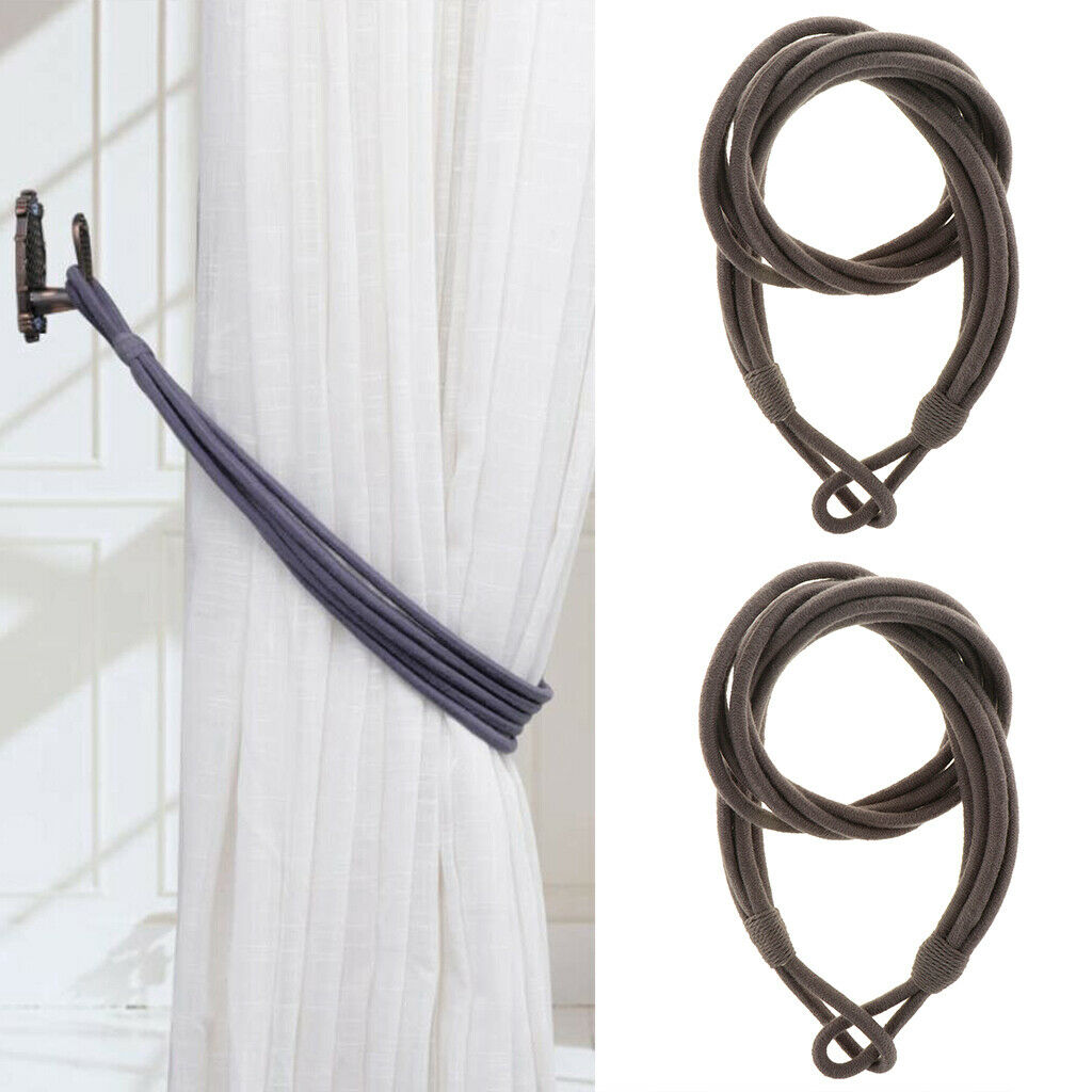 2pcs Simple Rope Tiebacks Holdbacks for Tulle Curtain Voile Drapes Dark Gray