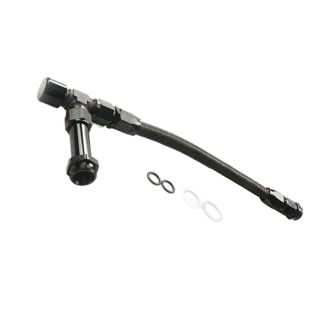 Car Thread Nylon Braided Hose Oil Cooling Double Joint Set Accessories Black