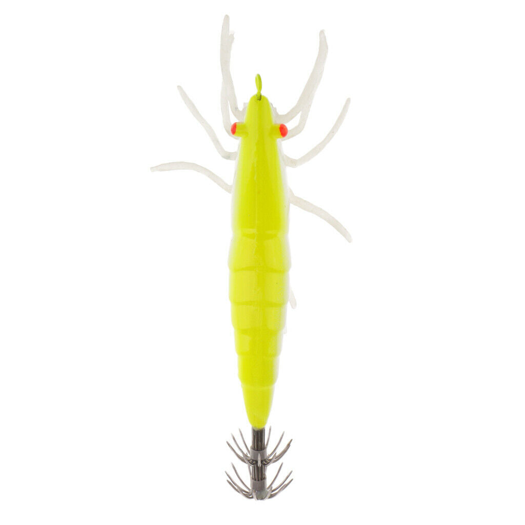 Squid Jig Hard Fishing Lures Shrimps Prawn Luminous Tail Glow in Dark Artificial