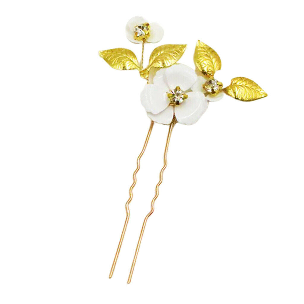 Foral Bridal Hair Clip With Imitation Pearls U Shape Jewelry For Wedding Party