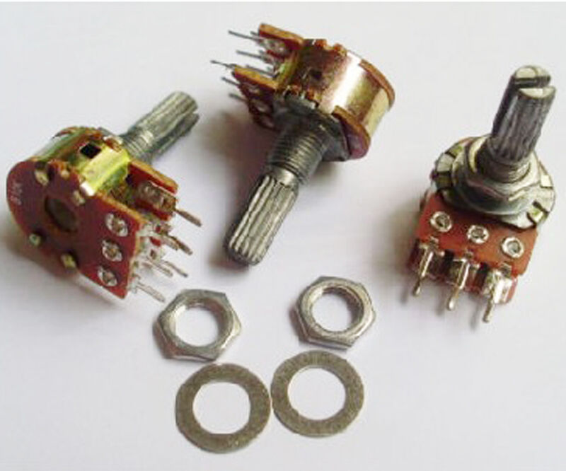 10 x B20K Dual Stereo Potentiometer Pots Split Shaft 20