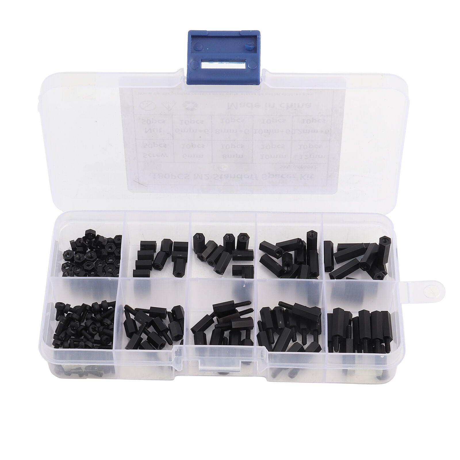 M2 Single-Way Plastic Hexagonal Column Nylon Washer Screw Nut Kit 180 Pcs/set