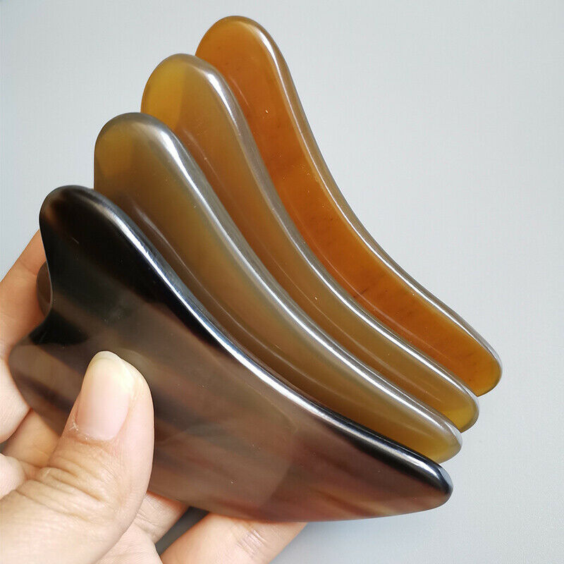 Natural Ox Horn Gua Sha Board Gouache Scraper Face Massager Facial Lift Scrap Pb