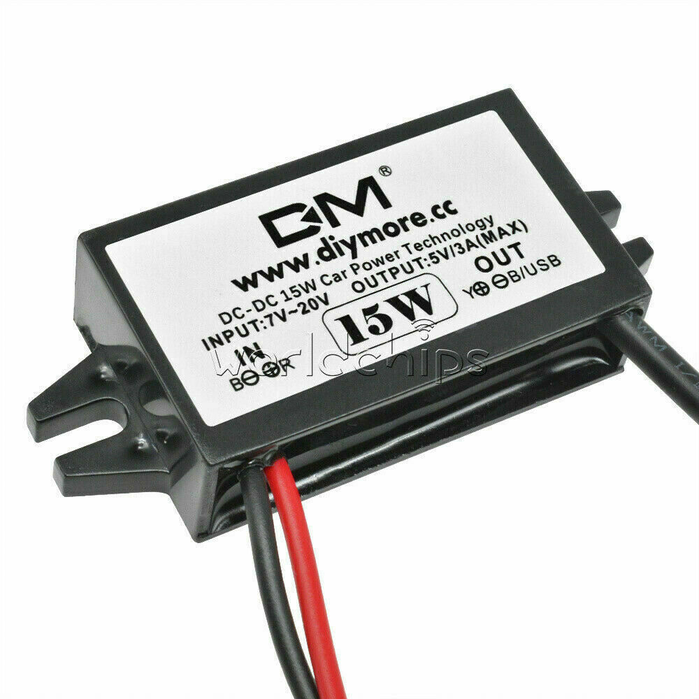 DC-DC Converter 12V to 5V 3A Step Down Power Supply Module Micro USB Waterproof