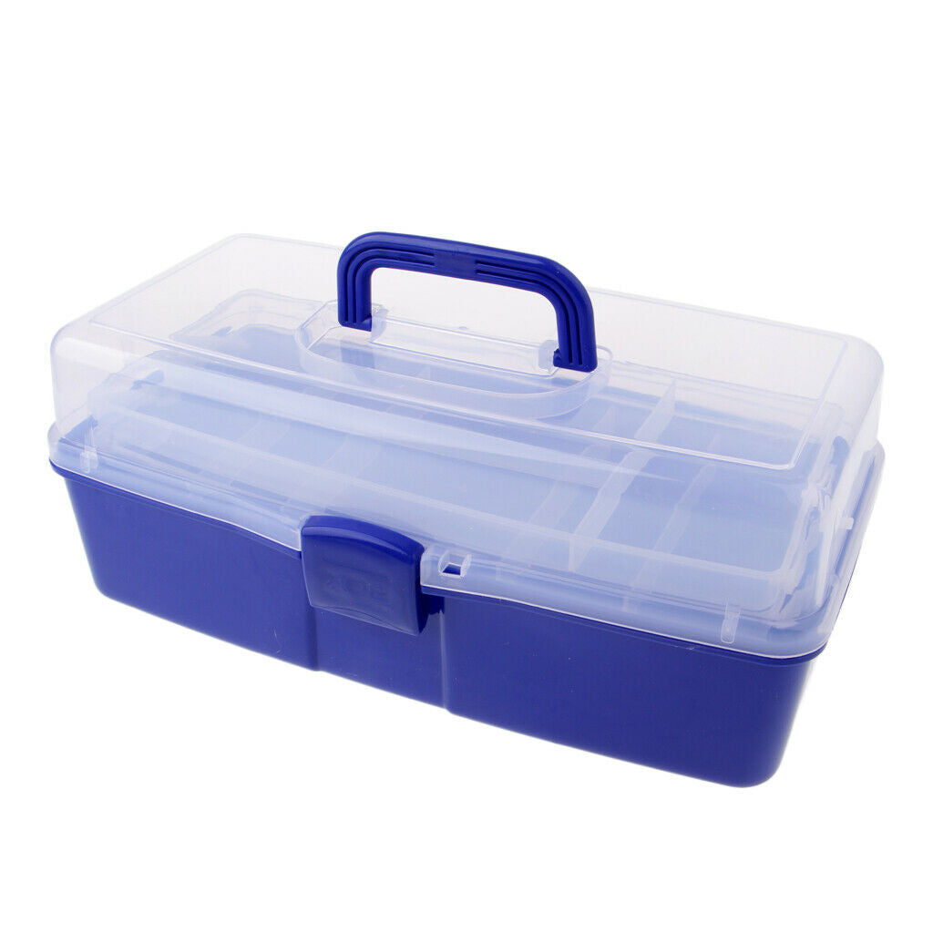 3 Tier Large Plastic Storage Box Case Nail Art Craft Makeup Organizer Blue