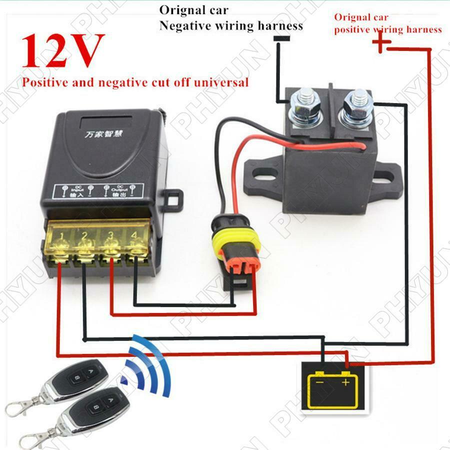 Integrated Wireless Remote 12V Car Battery Disconnect Cut Off Master Switch Kit