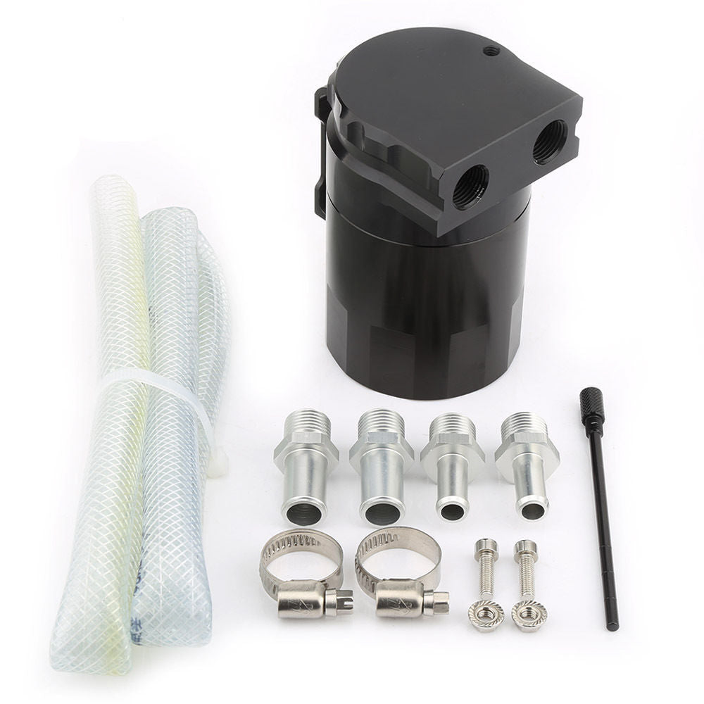 Universal Black Aluminum Baffled Car Oil Catch Tank Can Reservoir Closed loop