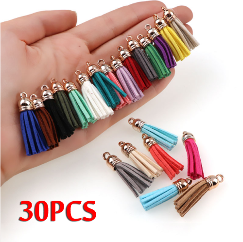 30x Tassel Leather Keychain Keyring Charm Pendant Purse Bag Key Ring Chain Gifts