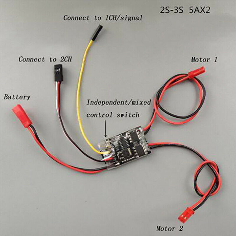 Dual Way Bidirectional Brushed Esc 2s-3s Lipo 5a Esc Speed Control For Rc MY1