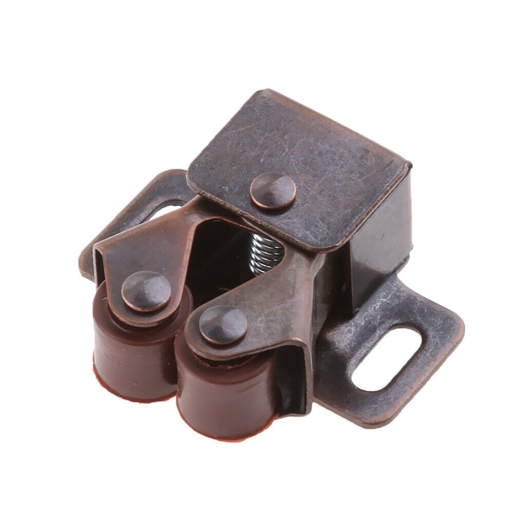 Bronze Roller Catch Cupboard Cabinet Door Latch Twin Double Catches & Screws