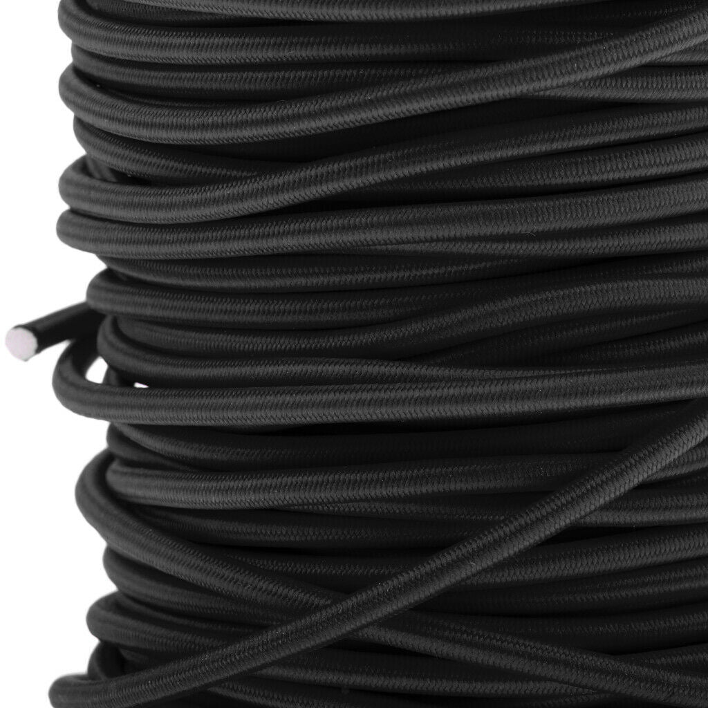 4mm Elastic Bungee Rope Marine Shock Cord - Tie Down Roof Racks 50m Black