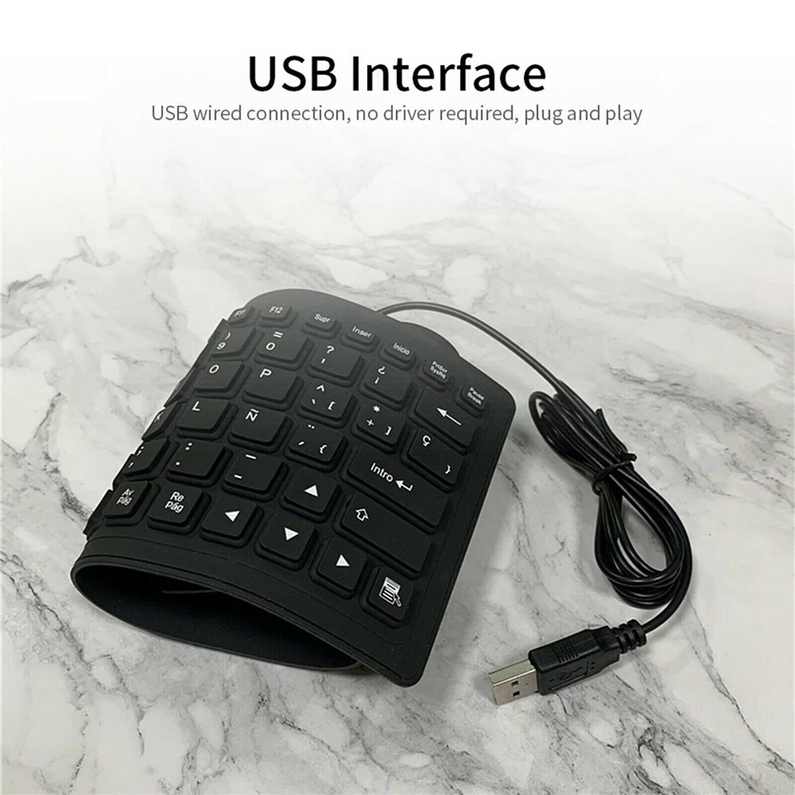 Foldable 84 Key Spanish Silicone Keyboard Waterproof for Desktop Computer