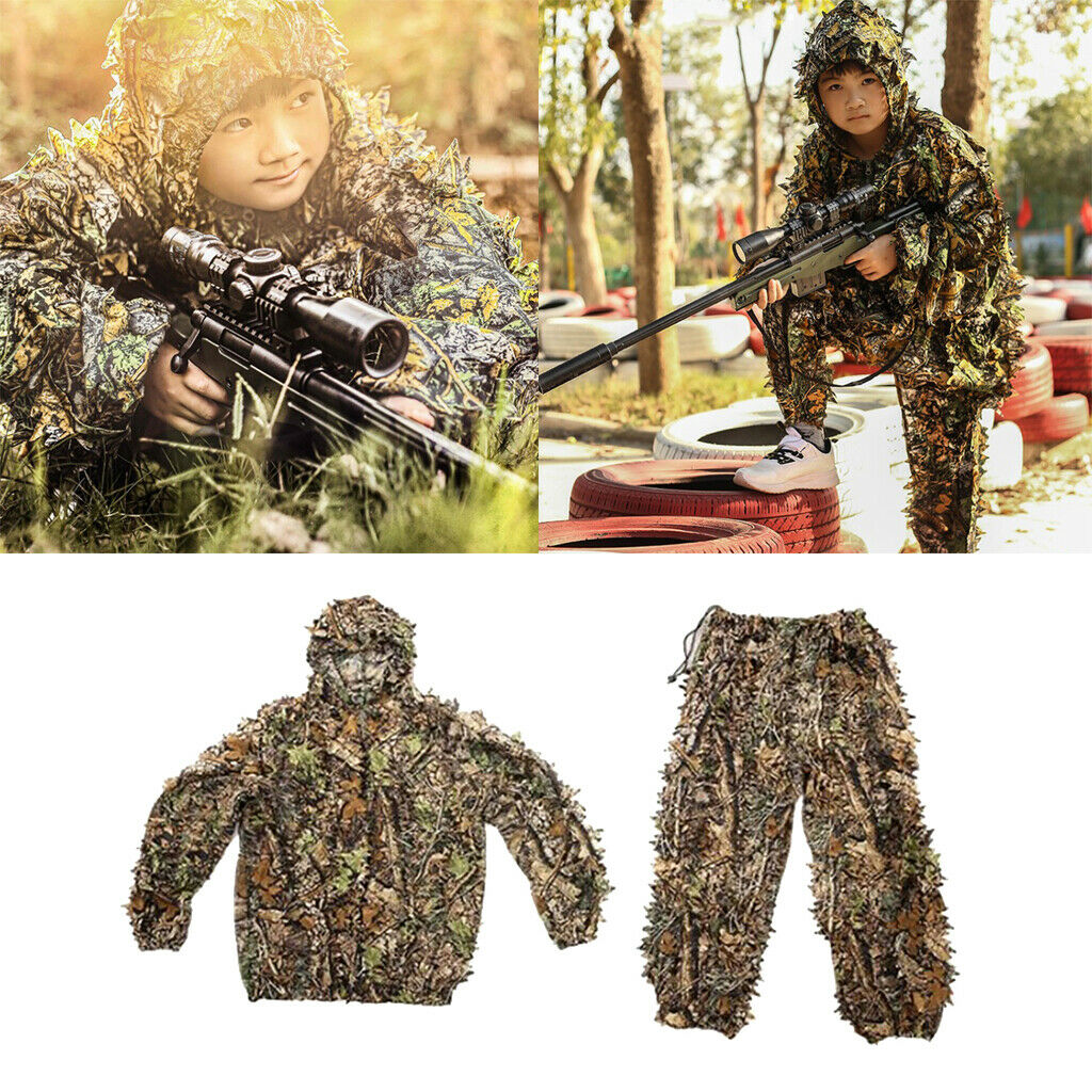 Ghillie suit set sniper train leaf jungle forest woods camouflage kids
