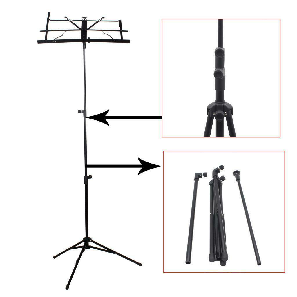 Portable Folding Sheet Music Stand with Carry Bag Black