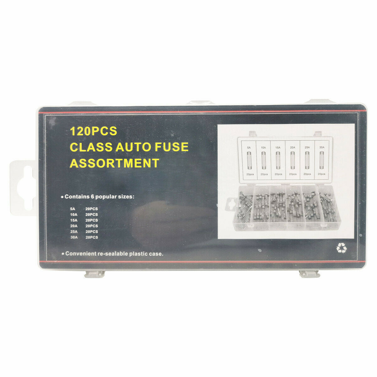 120Pc Car Fuse Glass Fuse Insert Type 12V Small Truck Universal Car 24V Square