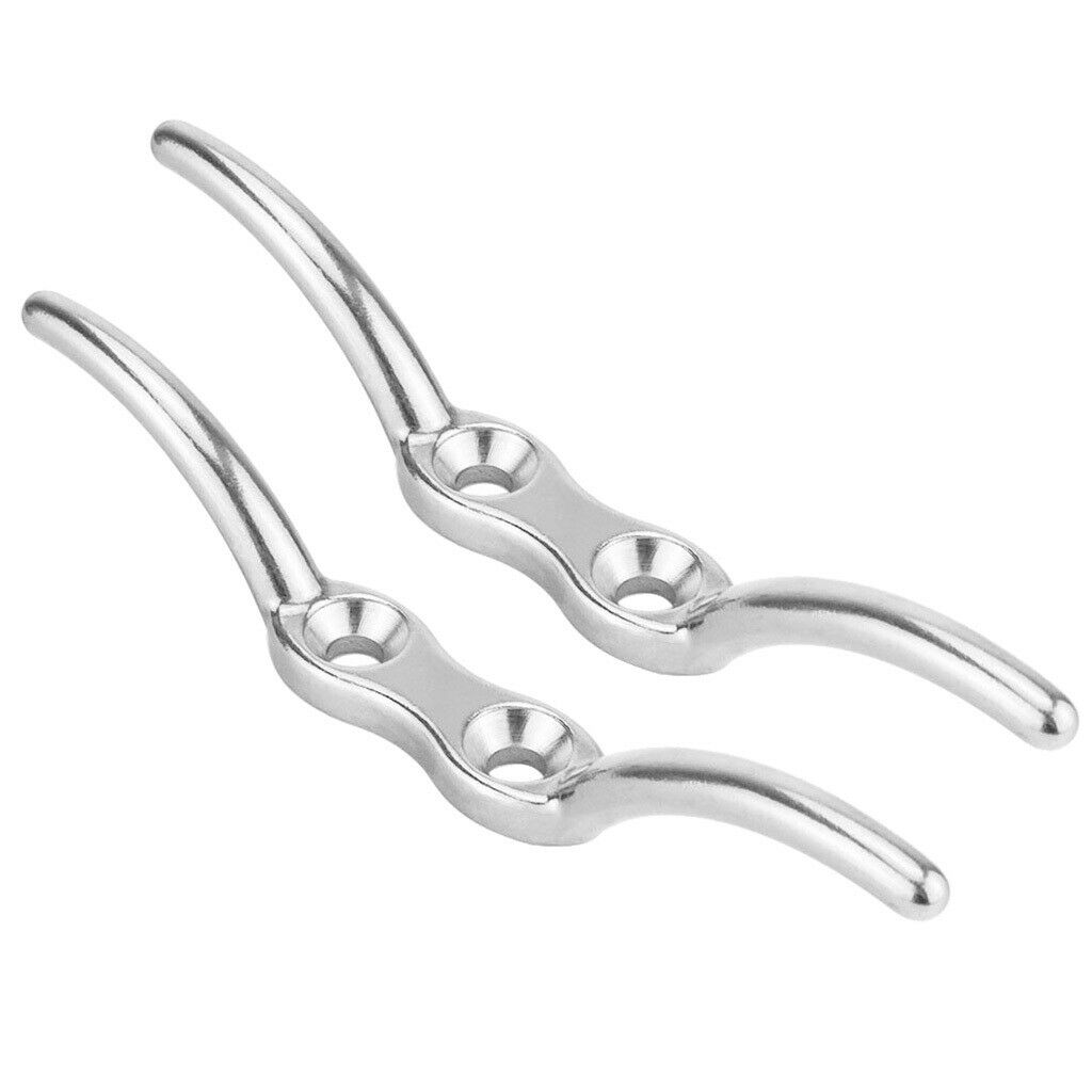 2 pieces Polished Stainless Steel Flagpole Cleat 4" Boat Mooring Accessories