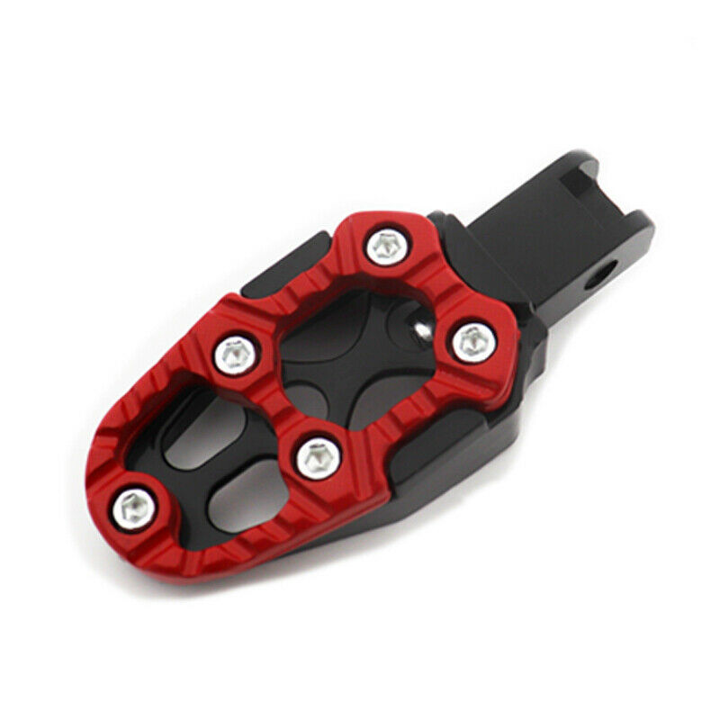 2PCS Motorcycle Bike Pedal Non-slip Backfoot Foot Peg Red Belt Spring 8MM Black