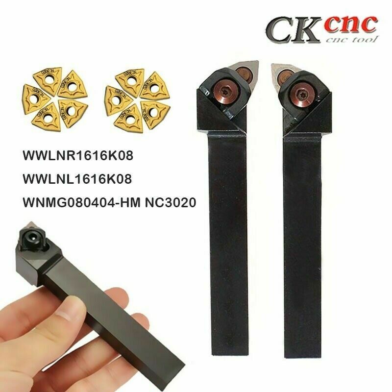 WWLNR1616K08 + WWLNL1616K08 External Boring Bar Tool Holder+WNMG080404-HM insert