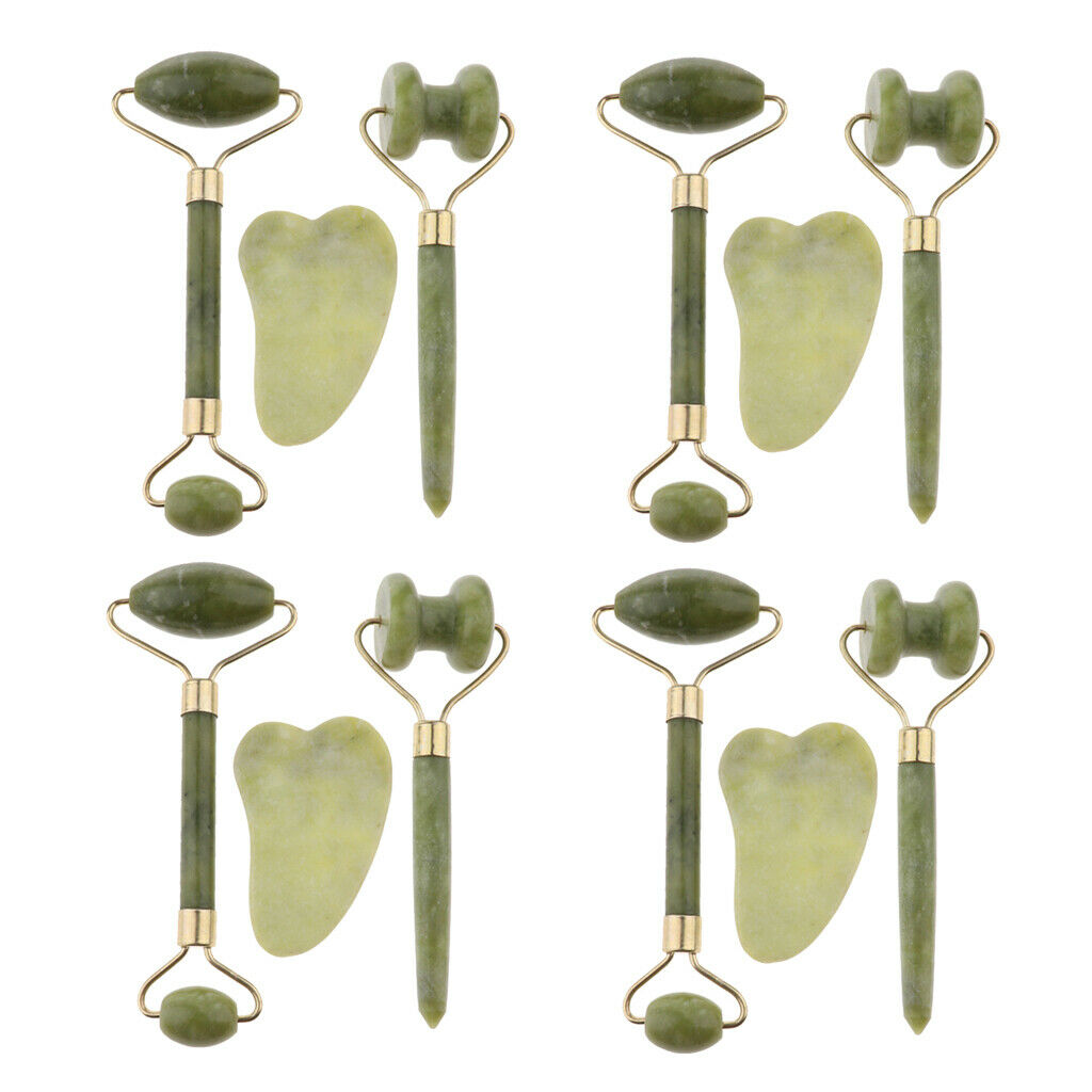 4 Sets Facial Jade Roller Massager Beauty Massage Roller Lifting Tools